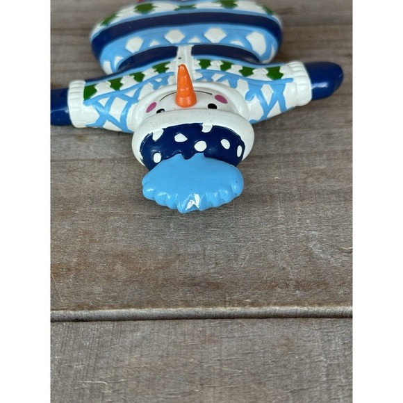 Vintage Department 56 Snowman Snowsuit Ornament Blue and White 5"‎ - Picture 11 of 13